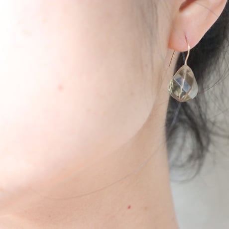 レモン×スモーキークォーツピアス