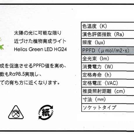 ◆ Helios Green LED HG24 ／ 超高輝度植物育成ライト 【ヘリオス】 ★広角レンズタイプ