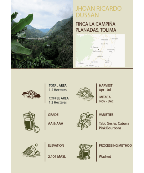 400g Colombia Jhoan Ricardo Dussan Geisha Washed