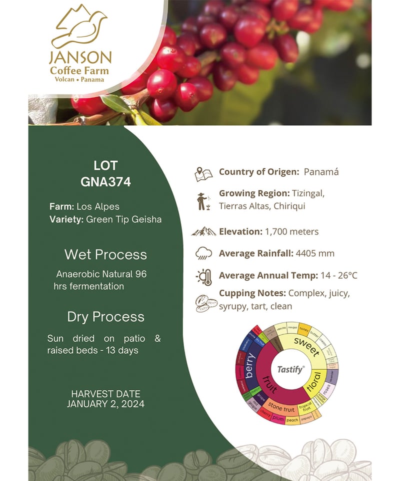 200g Panama Janson Geisha Anaerobic Natural Los 200g Panama Janson Geisha Anaerobic Natural Los