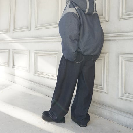 Button fly Denim Curved pants