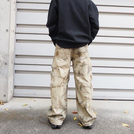Camouflage curved wide pants