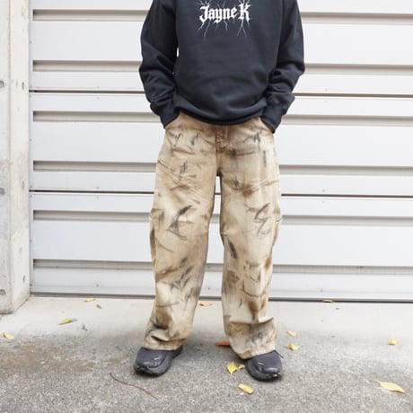 Camouflage curved wide pants