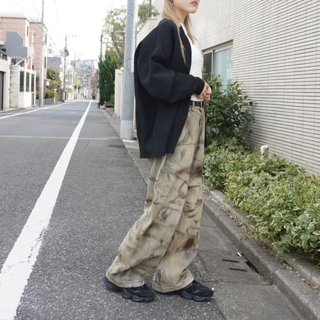 Camouflage curved wide pants