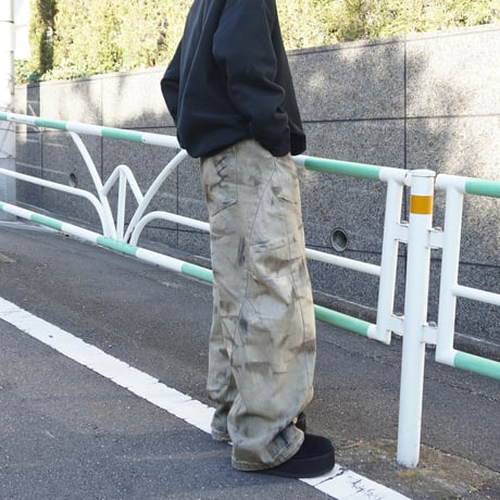 Camouflage curved wide pants