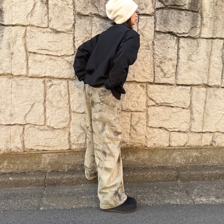 Camouflage curved wide pants