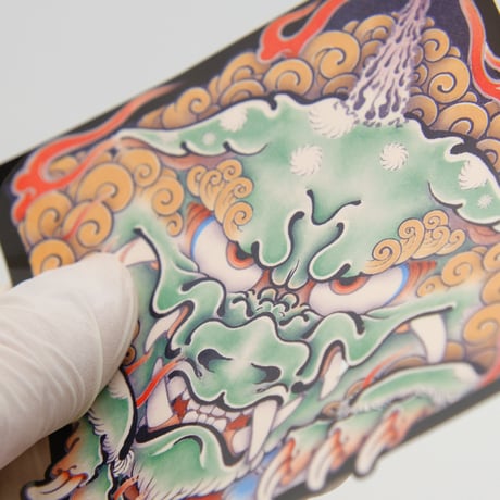 『菱獅子図』和柄耐水耐候ステッカー