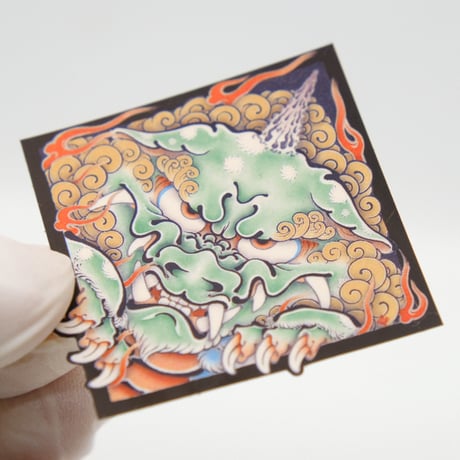 『菱獅子図』和柄耐水耐候ステッカー ・ミニ