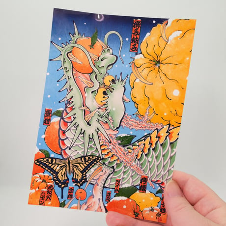 『柑橘龍 獅子柚子』和柄耐水耐候ステッカー