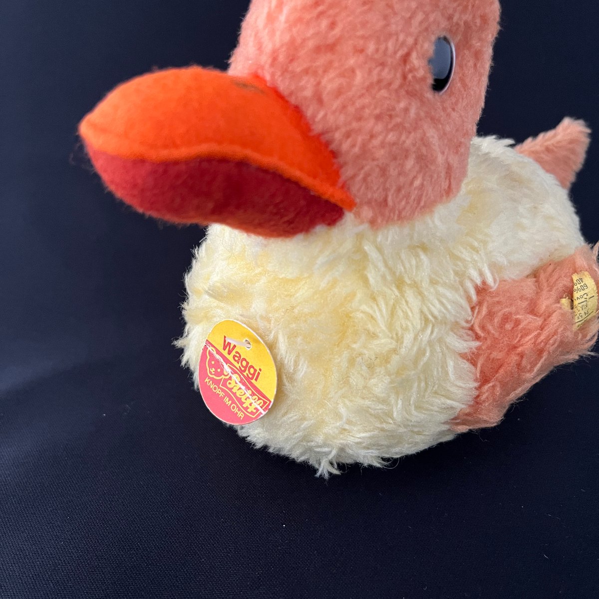 SALE　オールドシュタイフ　steiff　アヒル　ぬいぐるみ　ヴィンテージ 緑園｜東欧雑貨 ドイツ steiff アヒルのぬいぐるみ（中/薄黄色）