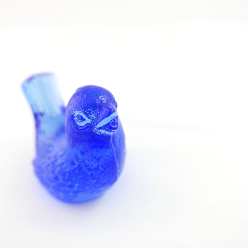 青い鳥模様のガラス花瓶　10*9cm 鳥用花瓶、花瓶、ガラス製花瓶、鳥のギフト、青い花瓶、新築祝い