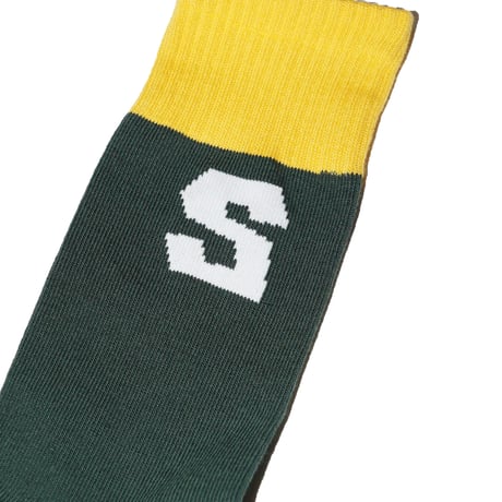 SURF SKATE CAMP - HANDSOME OXFORD × SURFSKATECAMP COLLEGE SOCKS (GREEN)