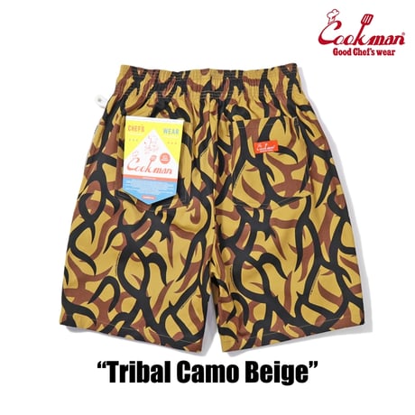 COOKMAN - Chef Pants Short Tribal Camo Beige