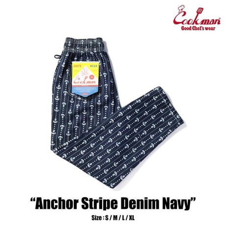 COOKMAN - Chef Pants Anchor Stripe Denim