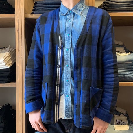 BLUE SAKURA - CLASSIC VINTAGE CHECK CARDIGAN【BLUE】