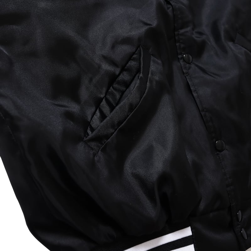ジャケット・アウター PORK CHOP SATIN SPORTS JACKET BLACK PORKCHOP | SATIN SPORT JKT - Black ポークチョップ スタジャン