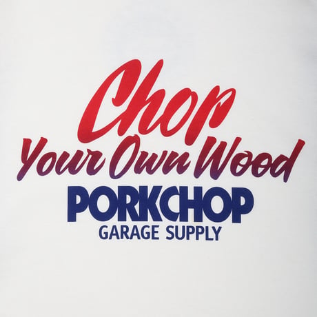 PORKCHOP - CHOP YOUR OWN WOOD BASEBALL TEE/WHITE×BURGUNDY