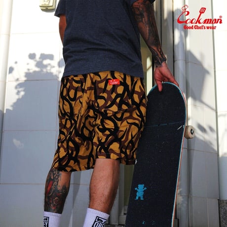 COOKMAN - Chef Pants Short Tribal Camo Beige