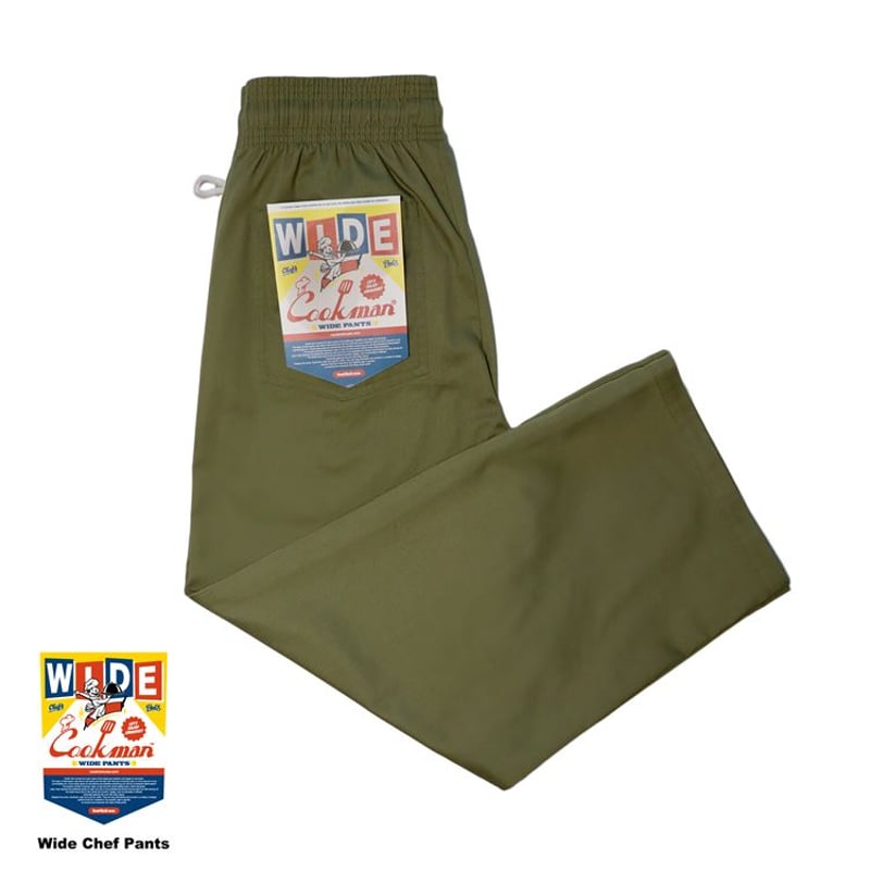 COOKMAN - ワイドシェフパンツ Wide Chef Pants 「Khaki」 | e COOKMAN - ワイドシェフパンツ Wide Chef Pants 「Khaki」 | e