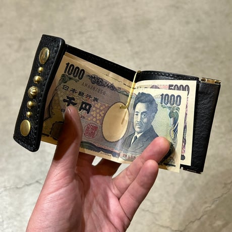 STAND REPAIR WORKS - MONEYCLIP WALLET "BLACK" 真鍮Studs Ver.