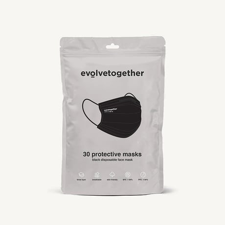 evolvetogether / BLACK（30 face masks pack）