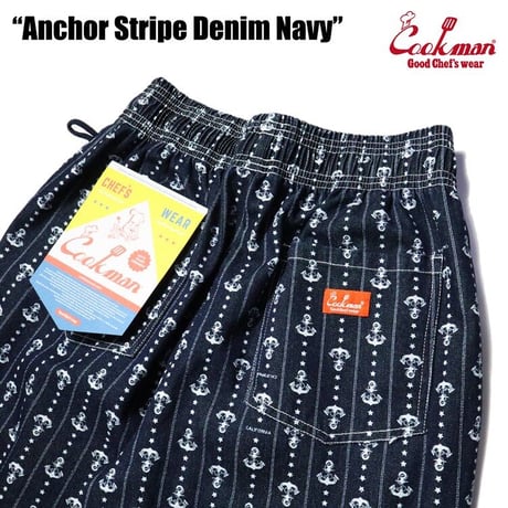 COOKMAN - Chef Pants Anchor Stripe Denim