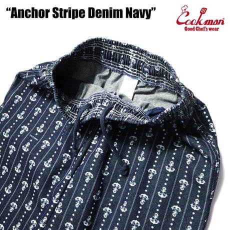 COOKMAN - Chef Pants Anchor Stripe Denim