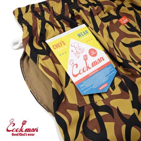 COOKMAN - Chef Pants Short Tribal Camo Beige