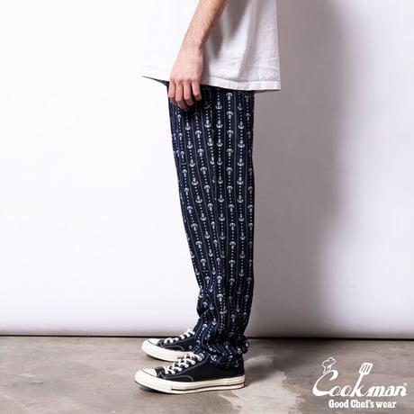 COOKMAN - Chef Pants Anchor Stripe Denim