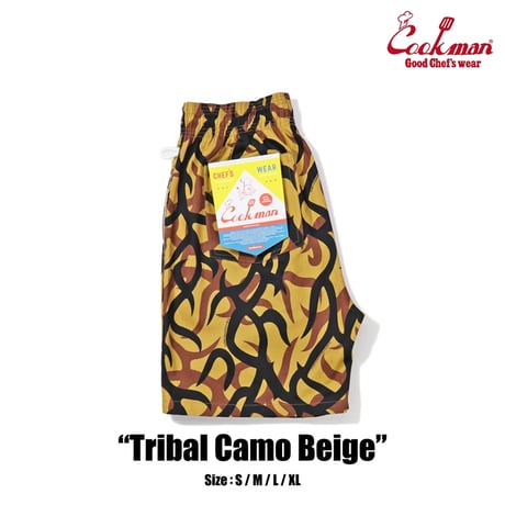 COOKMAN - Chef Pants Short Tribal Camo Beige