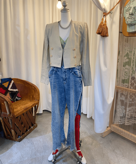 wild fable SIDE ZIPPER DENIM PANTS (BT250312)