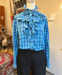 80-90s EURO PLAID FRIL BROUSE (TP260362)