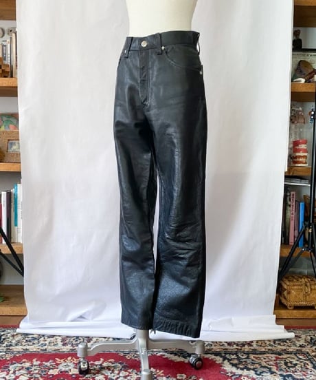 80-90s LEATHER PANTS / Black (BT260931)