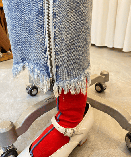 wild fable SIDE ZIPPER DENIM PANTS (BT250312)