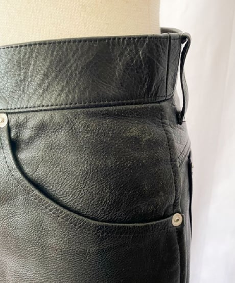 80-90s LEATHER PANTS / Black (BT260931)