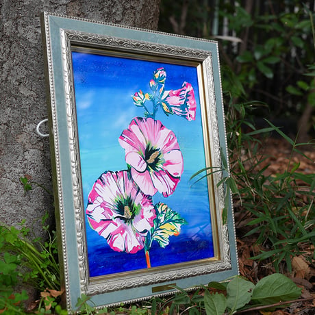 【原画】6月 タチアオイ 〜12か月の誕生花〜 花言葉：気高い美しさ F6号