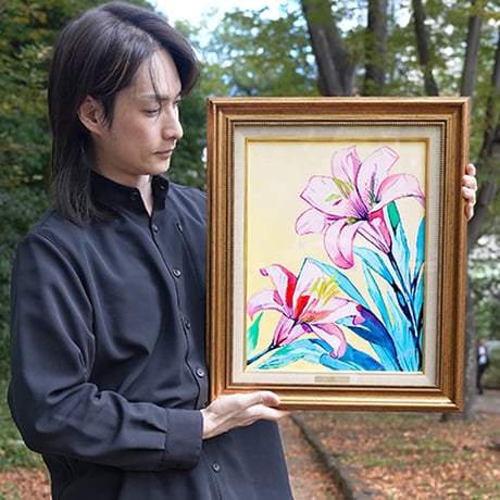 【原画】7月 ユリ 〜12か月の誕生花〜 花言葉：高貴 F6号