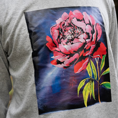 【芍薬ロンT】ライトグレー　着るARTシリーズ