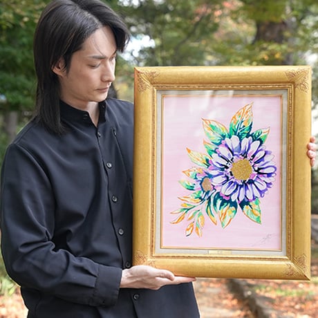 【原画】3月 ガーベラ 〜12か月の誕生花〜 花言葉：希望 F6号