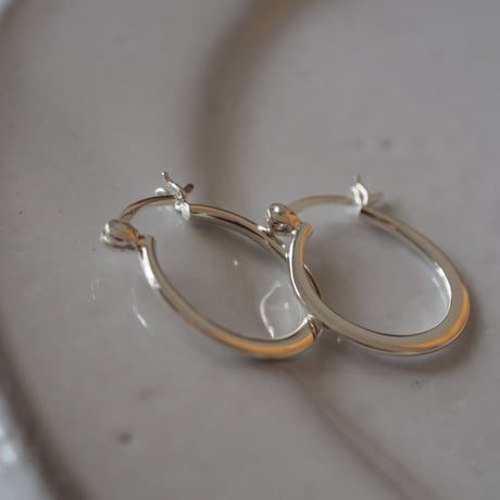 【silver925】オーバルフープピアス