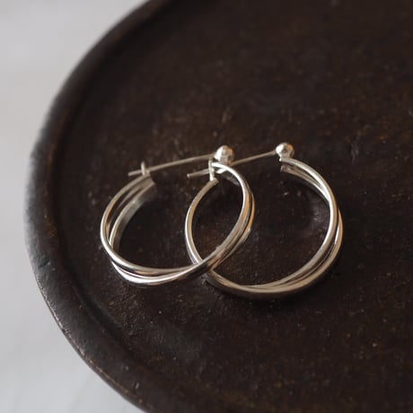 【silver925】2ラインフープピアス