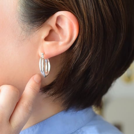 【silver925】2ラインフープピアス
