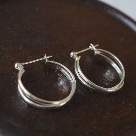 【silver925】2ラインフープピアス
