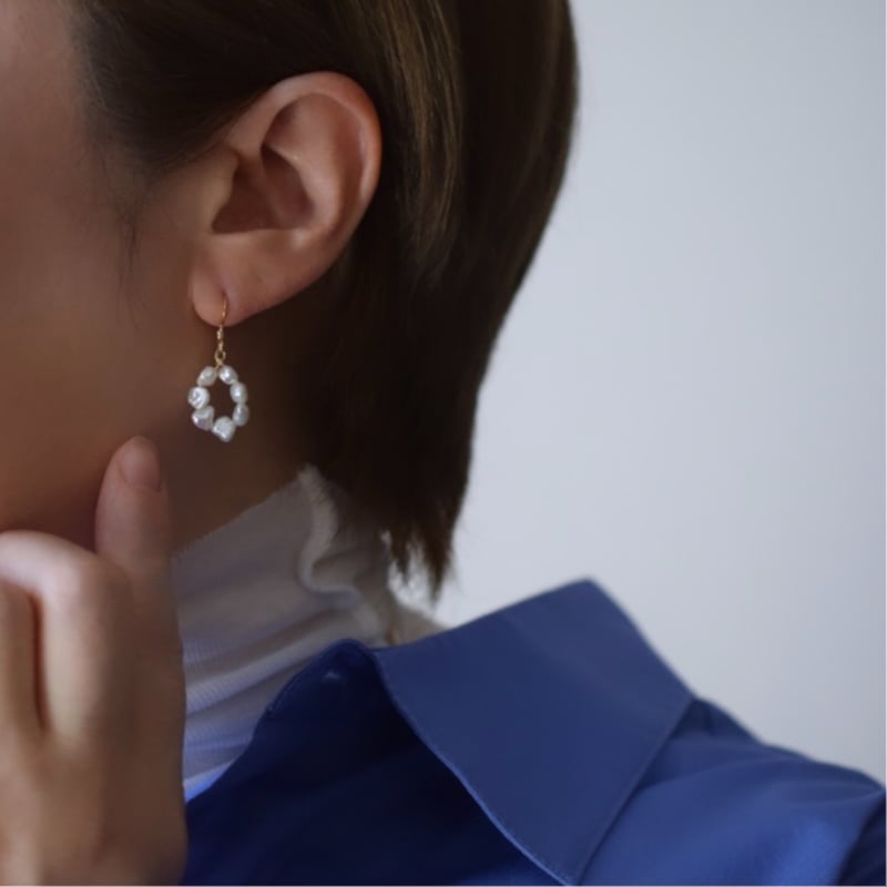 14kgf】ケシパールのリングチャームピアス | ALLEGROA