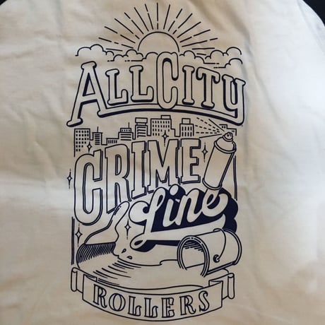ROLLERS / CRIME LINE S/S Tee . White × Navy