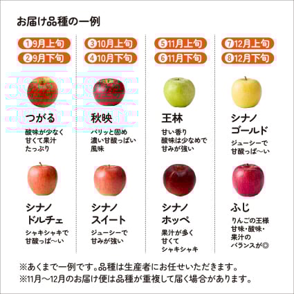 りんご定期便＊さみずりんご制覇！生産者から旬のお届け便＊（全8回
