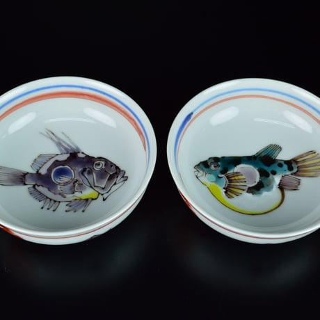 武腰潤　魚色々酒盃　六客揃