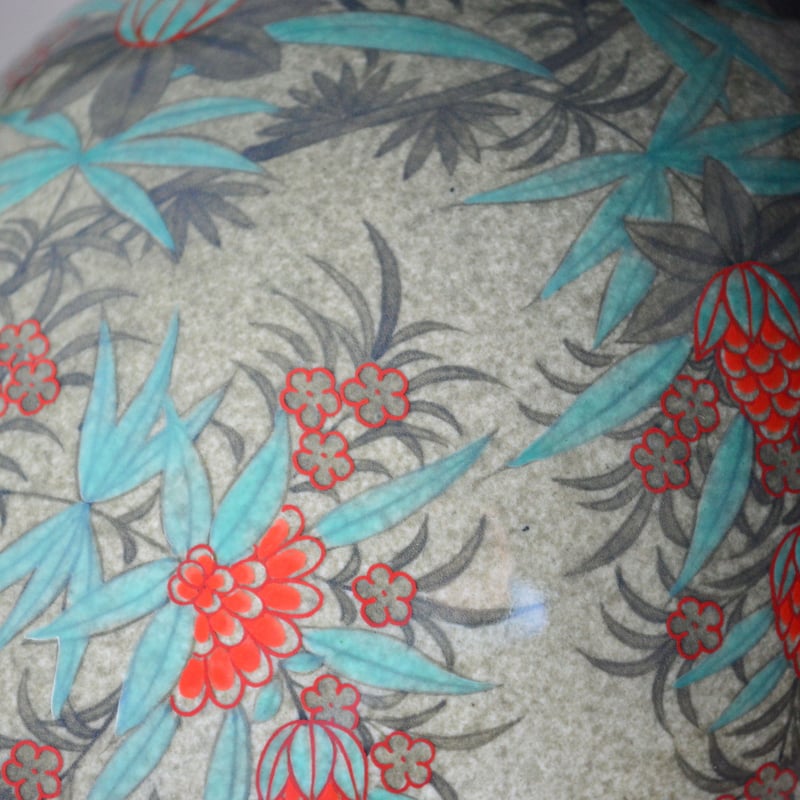 人間国宝十三代今泉今右衛門色鍋島薄墨草花文花瓶東里6-1128☆2F