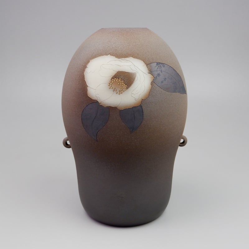 飾り壺 林 小六 作 林小六（慶六） 泥彩双耳椿飾壷 | GALLERY 旭