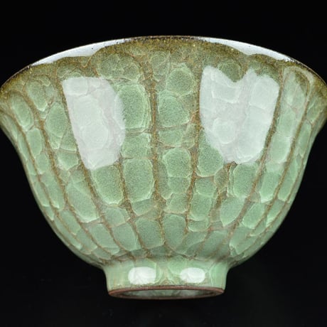 峯岸勢晃　翠青瓷鎬茶碗